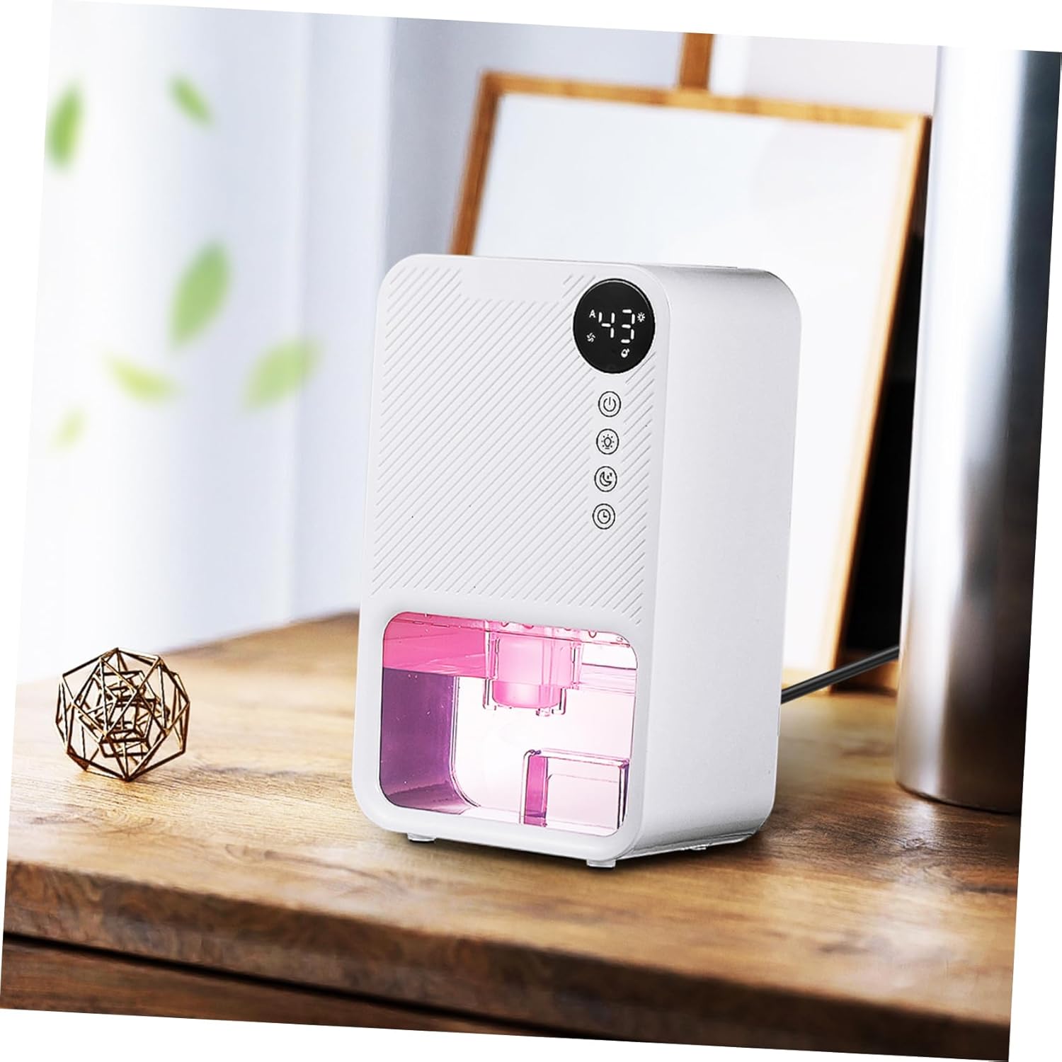 Small Dehumidifier for Bedroom Bathroom Basement Efficient Moisture Removal Led Light Tank Portable Us Plug