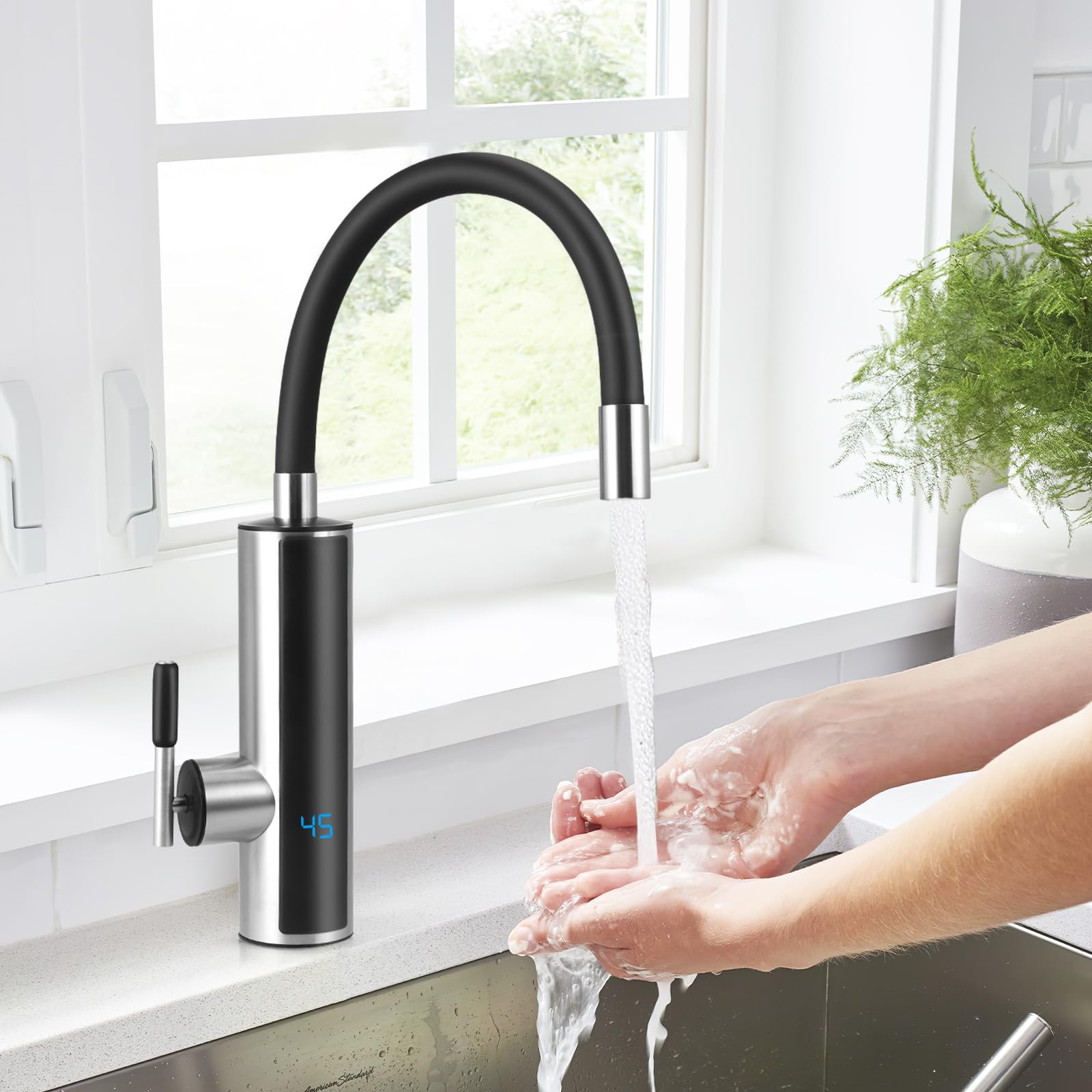 Scallo Idrico Istantaneo Elettrico, Rubinetto Riscaldato Da 3000w 220 V Con Presa Flessibile E Display A Temperatura Lcd, Riscaldatore Intelligente Per La Cucina, Il Giardino, Il Bagno