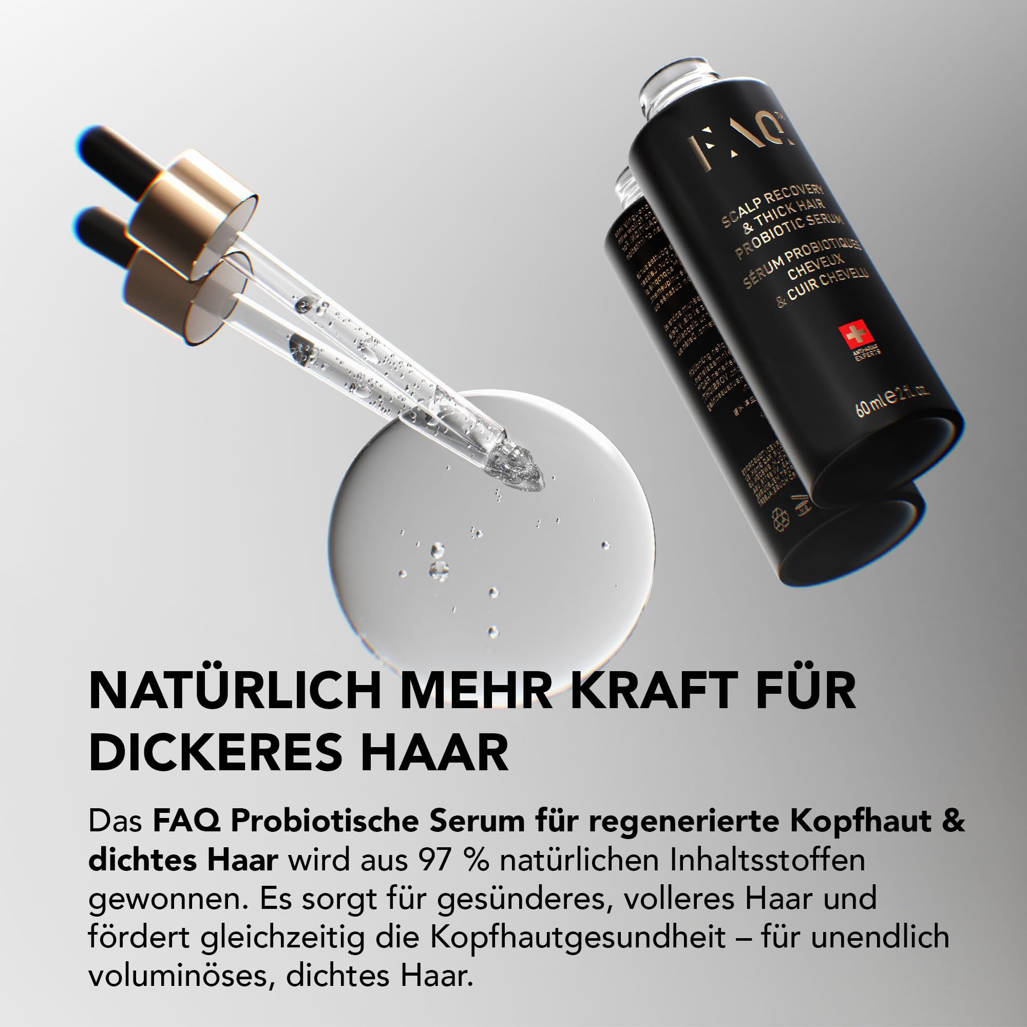 FAQ Kopfhaut-Repair & Thick Hair Probiotika-Serum mit Centella | Haarwachstumsserum, Kopfhautserum, Probiotika, Rotklee, Centella Asiatica, Haarverdichtung, Dünner Werdendes Haar, Vegan