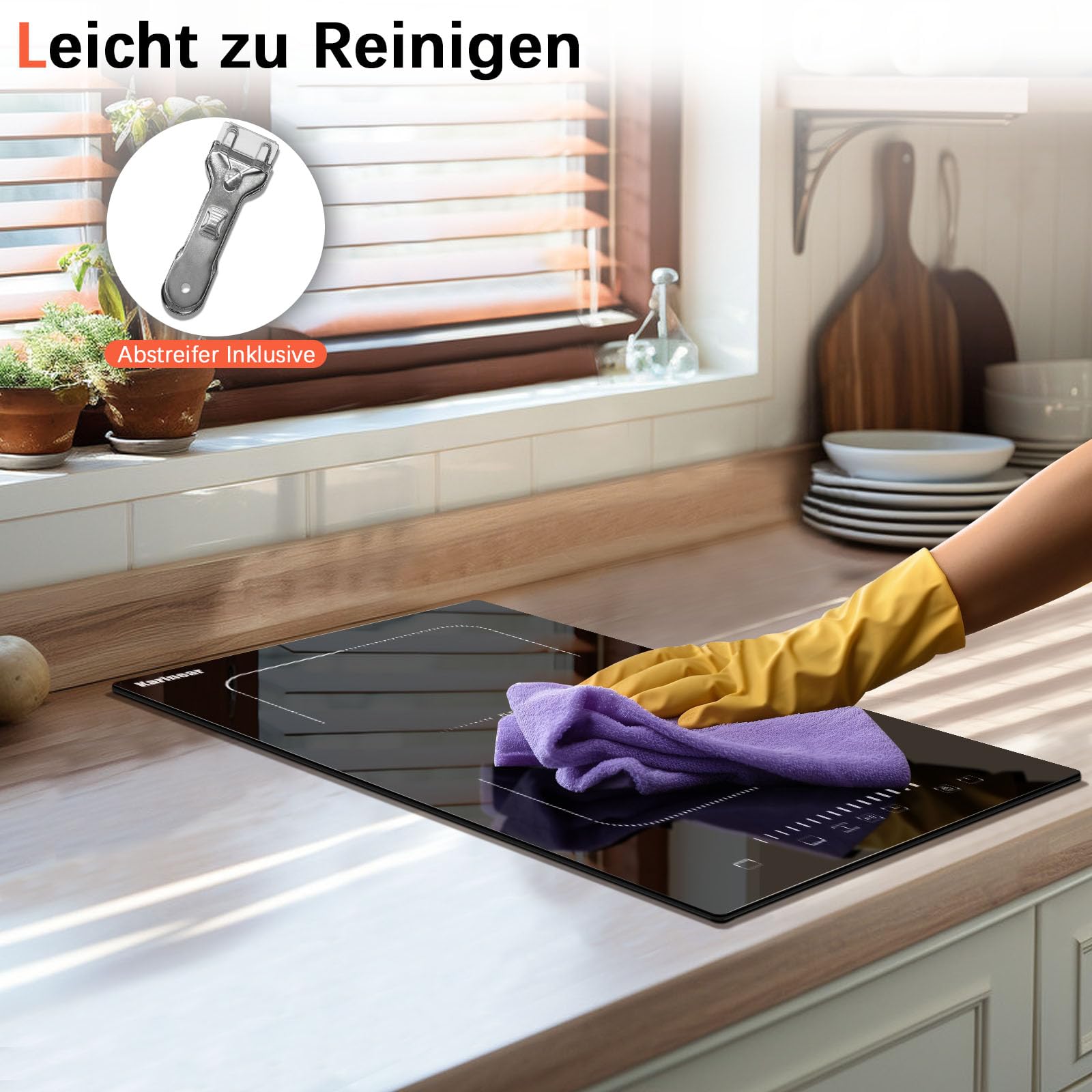 Karinear Induktionskochfeld 2 Platten Einbau,Flexzonen mit Stecker, 3500W | Mobiles Induktion Kochfeld 2 Platten Freistehend, Touch-Bedienung, 9 Leistungsstufen, Timer, Kinderverriegelung, 220V