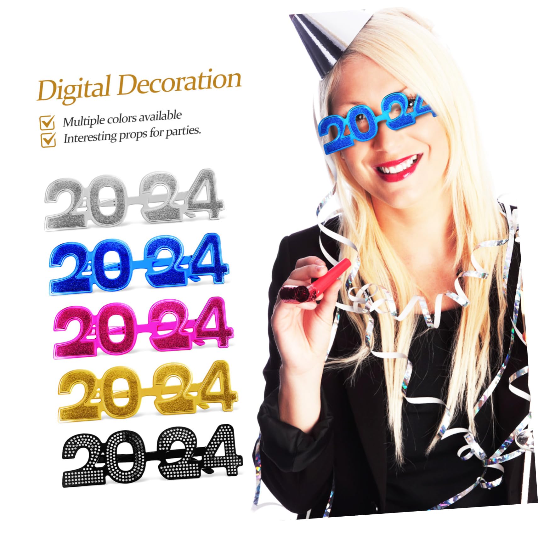 GLEAVI Lightweight 2024 Year Glasses Square Festival Eyewear for Party and Event Supplies