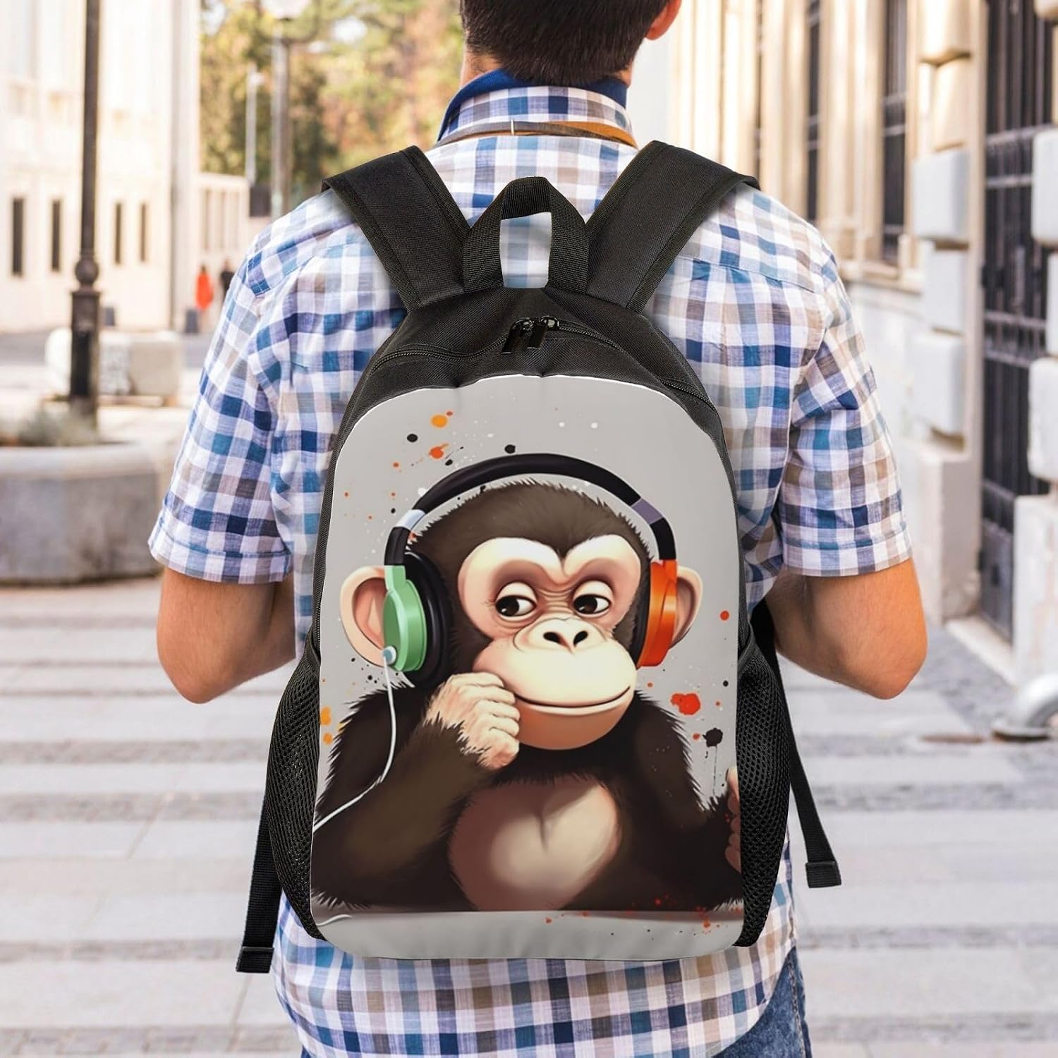 Music Monkey Travel Backpack For Women Men Waterproof Carry On Backpack 15.6inch Laptop Backpack image 5