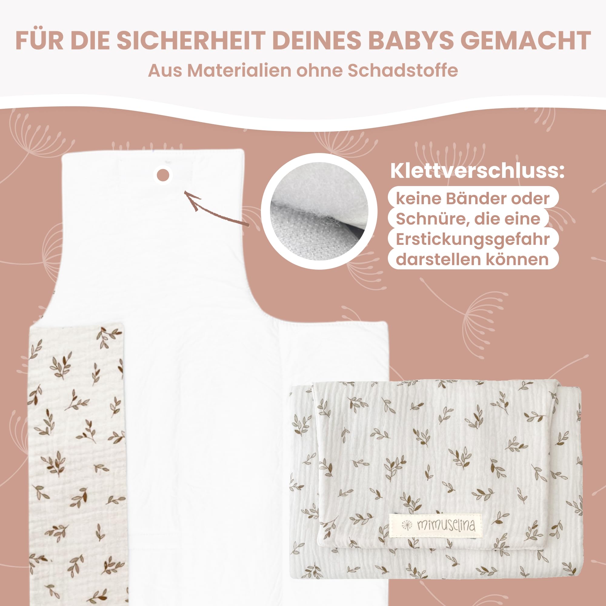 MIMUSELINA Pack de Cambiador Bebe Portatil Impermeable y Bolsa Pañales | Cambiador Bebe Plegable y Ligero para Paseo | Exterior 100% Algodón | Ideal como Regalo Recien Nacido | Hecho en España - 5