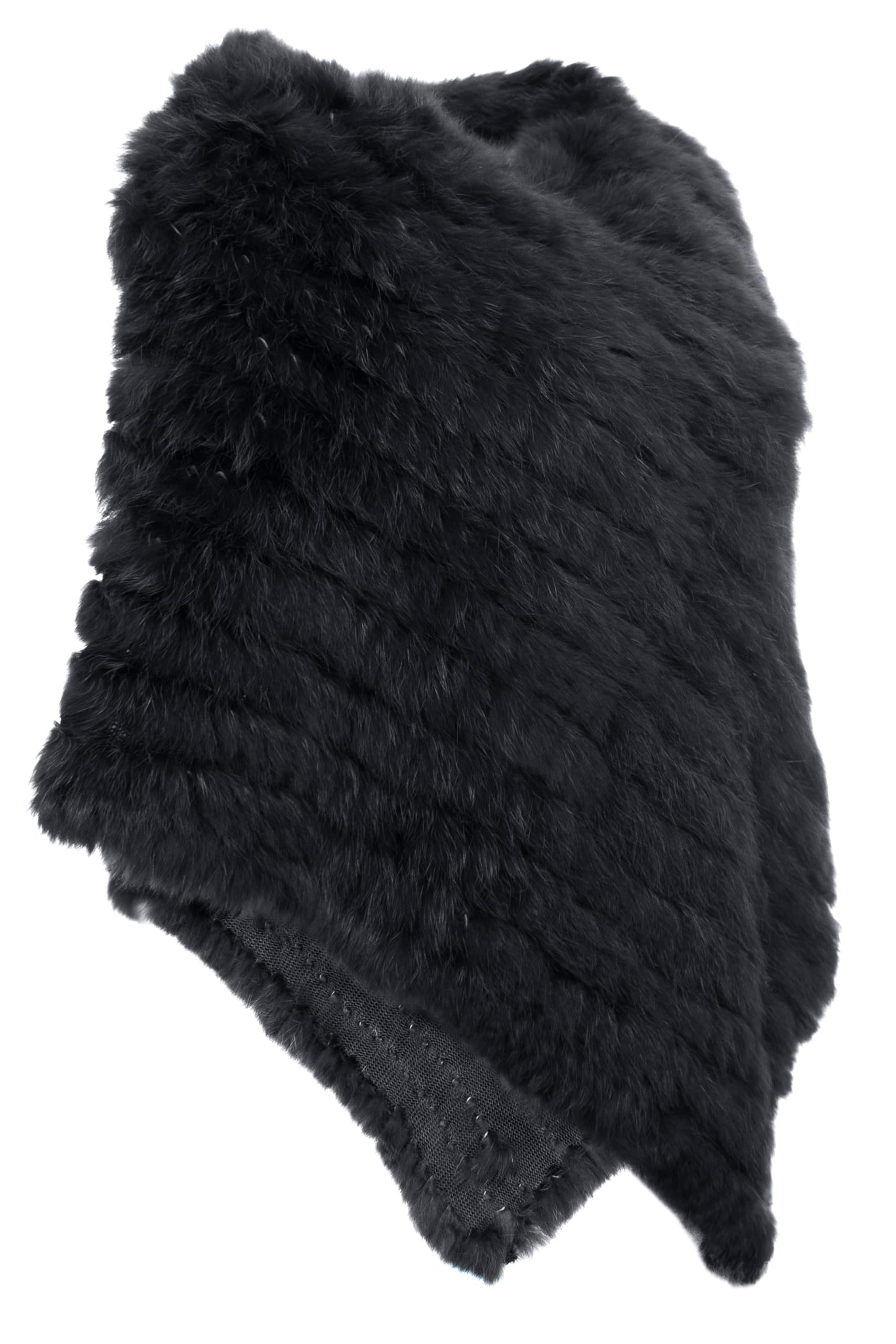 HEIZZI Knitted Genuine Rabbit Fur Poncho Elegant Bridal Shawl Fur Cape for Weddings Bridesmaids and Evening Wear