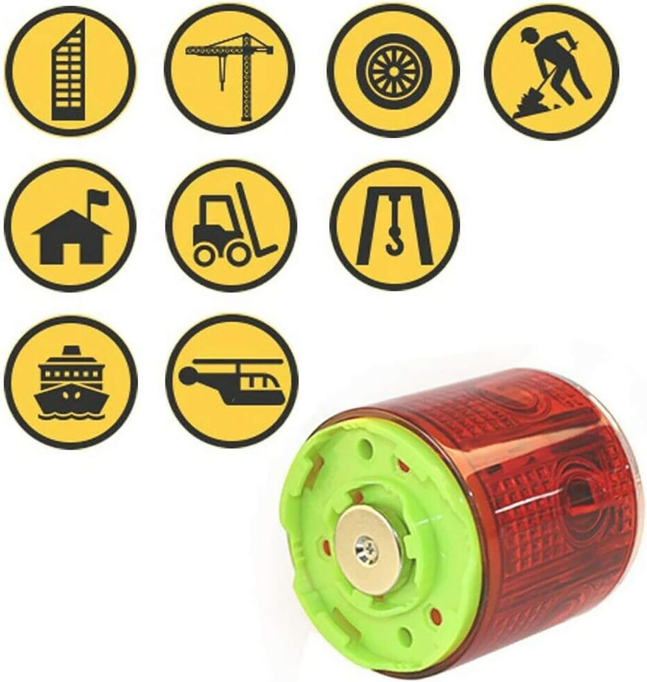 Solar Strobe Warning Light, Strong Magnetic Base High Bright LED Flashing 360° Wireless Control Automatically Turn On Waterproof for Construction, Traffic, Factory, Safety Sign (Yellow-6PCS)