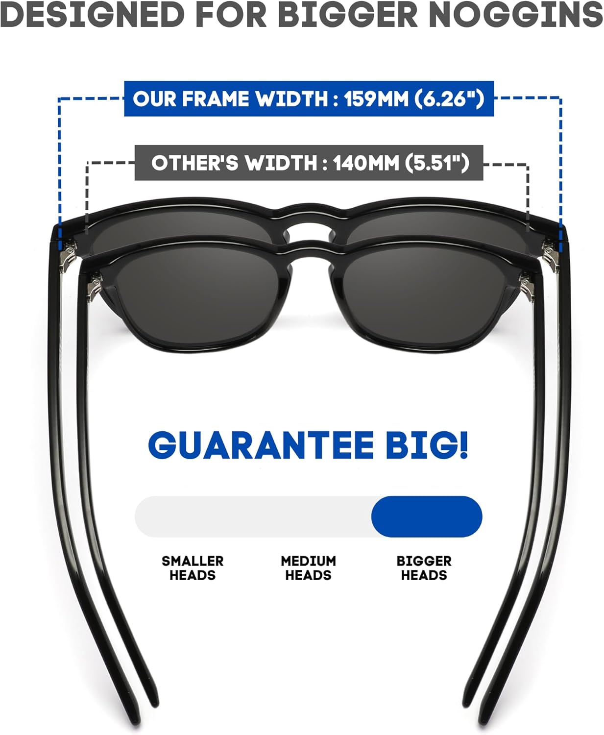 XXL Size Extra Large 159MM Polarized Square Round Sunglasses Big Wide Heads Men UV400 Protection Glasses - Image 2