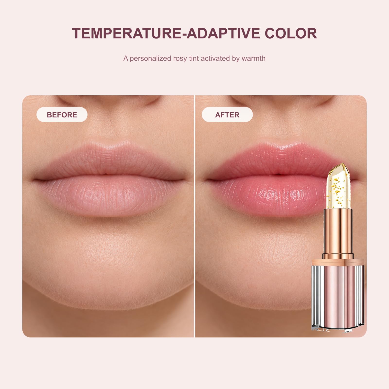 Pintalabios dorado que cambia de color, bálsamo labial hidratante de larga duración, color dorado con cristales brillantes, bálsamo labial hidratante para labios maduros y (9 unidades)
