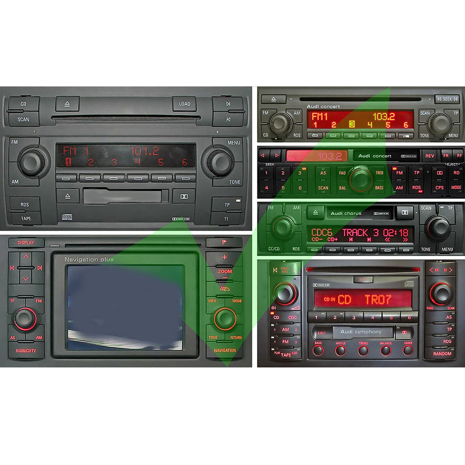 Adaptador de audio AUX, adaptador de audio Bluetooth con altavoz estéreo de coche de repuesto para A2 A3 8L 8P A4 B5 B6 B7 A6