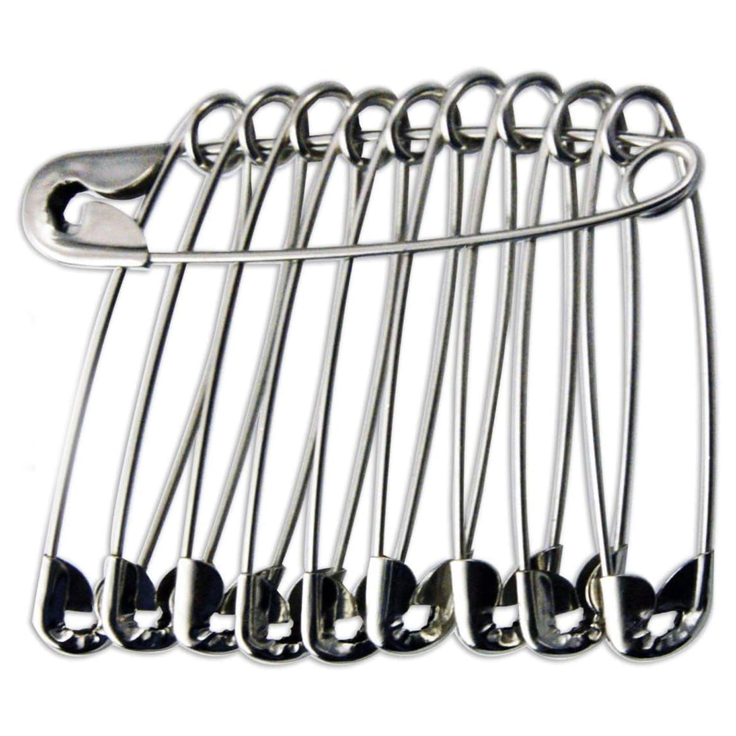 Kjzeex 50Pcs Large Safety Pins Strong, 55Mm Safety Pin, Nickel Plated Steel Safety Pin For Clothes, Arts & Crafts, Sewing Hemming And Diy Jewellery (50)