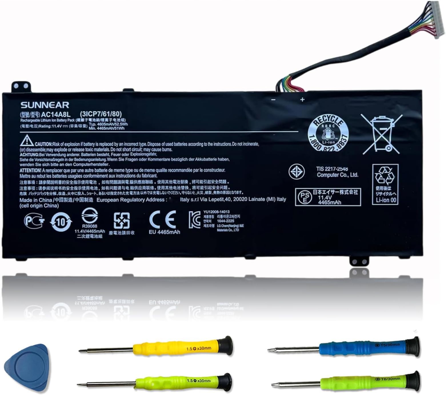 AC14A8L Battery Replacement for ACER Aspire V15 Nitro VN7-571 VN7-571G VN7-591 VN7-591G VN7-572G V17 Nitro VN7-791G Series Laptop 3ICP7/61/80 11.4V 52.5Wh 4605mAh