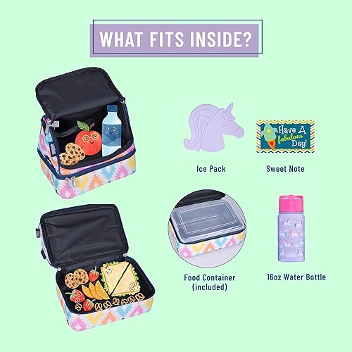 Miniatura 4 de Wildkin- Lonchera aislada de dos compartimentos para niños y niñas, tamaño perfecto para empaquetar aperitivos calientes o fríos para la escuela y