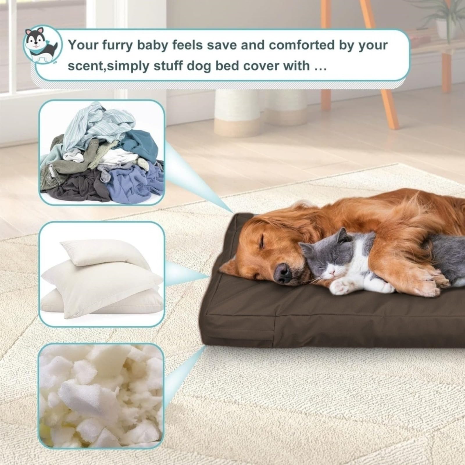 Generico Fodera di Ricambio per Lettino per Cani Fodera di Ricambio Rimovibile con Cerniera Copertura Protettiva per Letto per Interni coprimaterasso per Cani Lavabile e sfoderabile