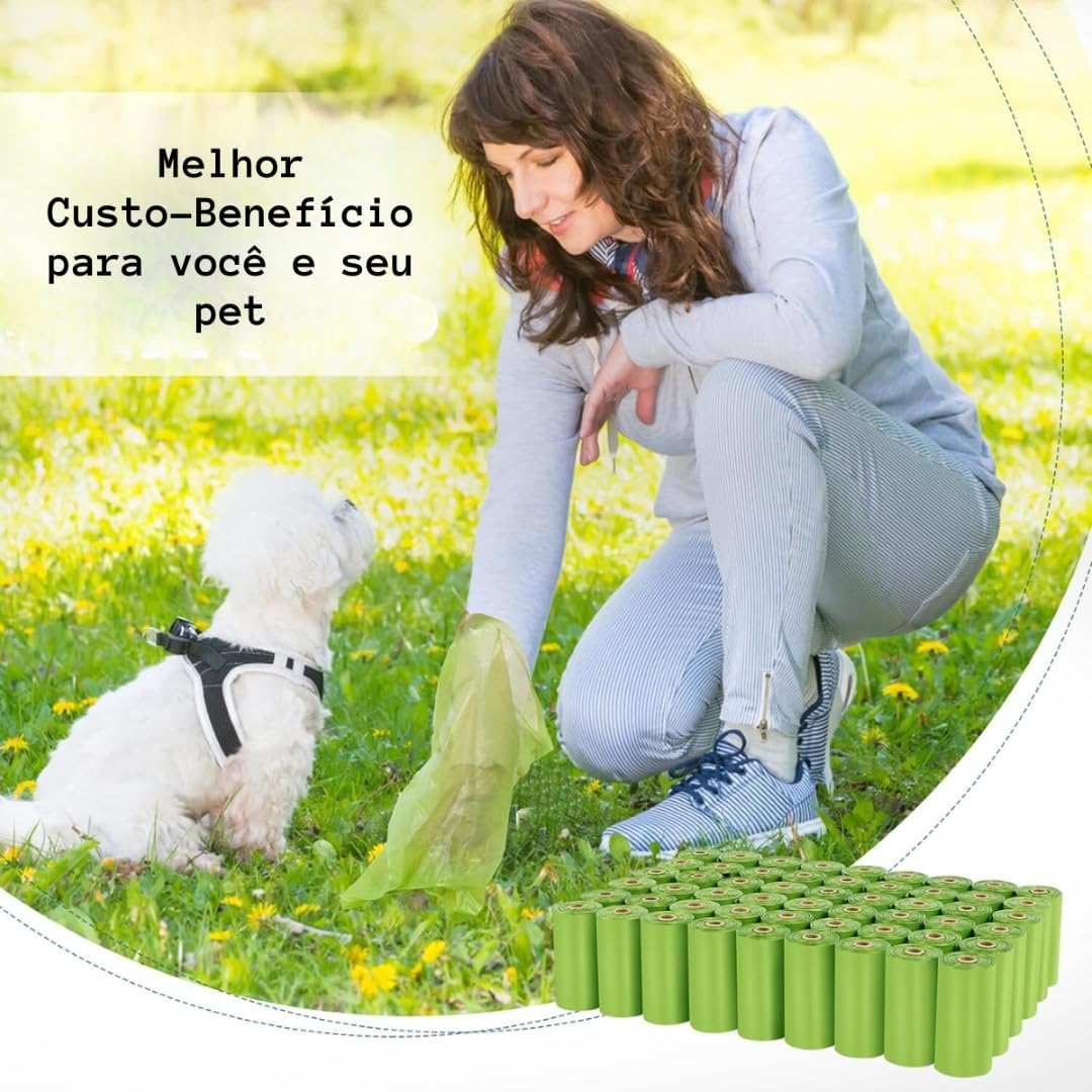 Kit 30 Refis Rolos de Cata Caca Porta Rolos, 450 Saquinhos Higiênicos para Cães Pets, Biodegradável, Resistente e Durável