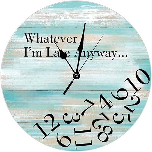 Reloj de pared redondo de madera de 12 x 12 pulgadas, estilo rústico vintage, elegante, silencioso, sin tictac, con números arábigos, para sala de