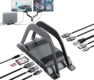 Aestoria Windows USB C Docking Station Dual Monitor - 10 Ports with 2X HDMI, 2X USB 3.0, 1x USB-C (100W PD), and Ethernet Ports. Universal Laptop Docking Station for Dell, Lenovo, HP, and MacBook