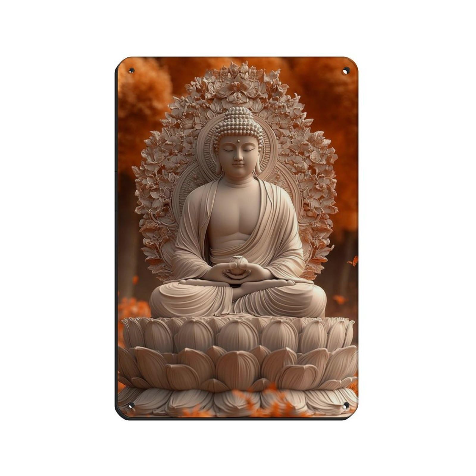 Buddha Art-Buddha Decor-Large Art (4) Tin Sign Vintage Metal Pub Club Cafe Bar Home Wall Art Decoration Poster Retro 8x12inch(20x30cm)