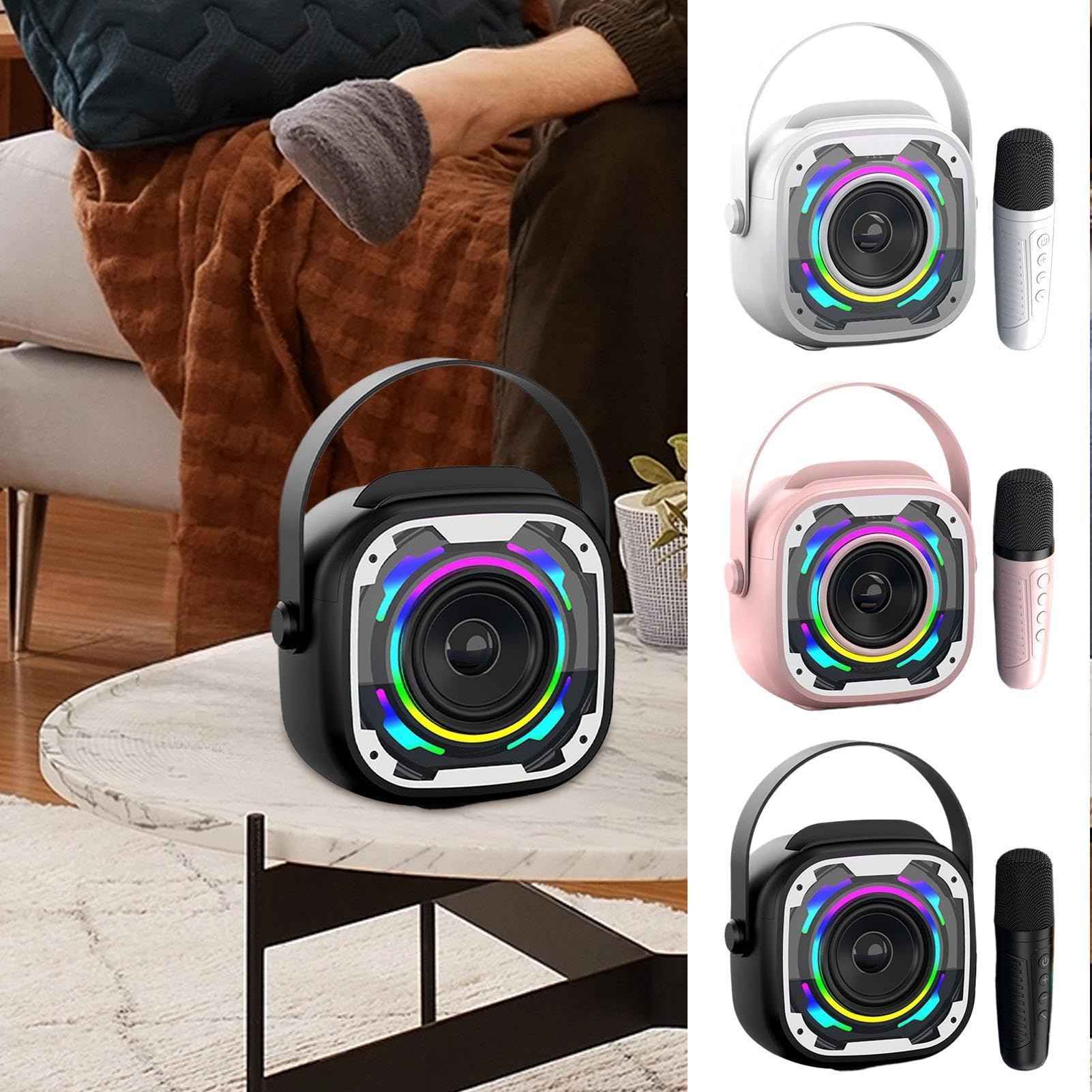 Set de Micrófono y Altavoz PA, Subwoofer Pequeño, Asa, Luces RGB