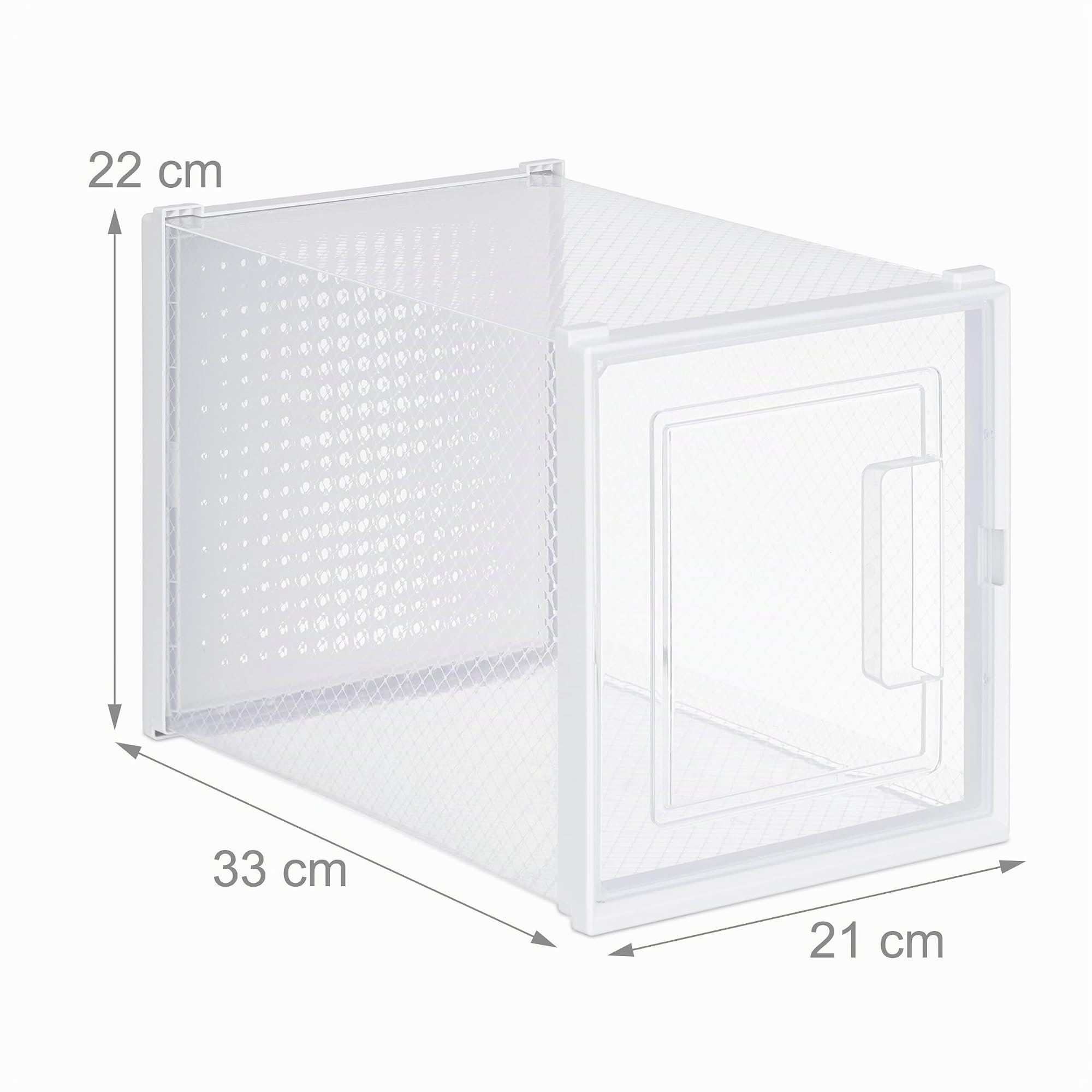 Relaxdays boîtes à chaussures, lot de 6, pour talons hauts, empilables, pointure 42, trous d'aération, transparent/blanc