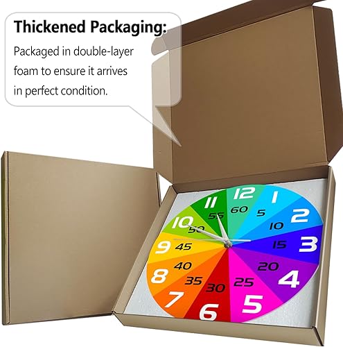 Miniatura 7 de Reloj de aprendizaje con rueda de color arcoíris, reloj de enseñanza de 12 pulgadas para niños, reloj de pared analógico para aula, movimiento