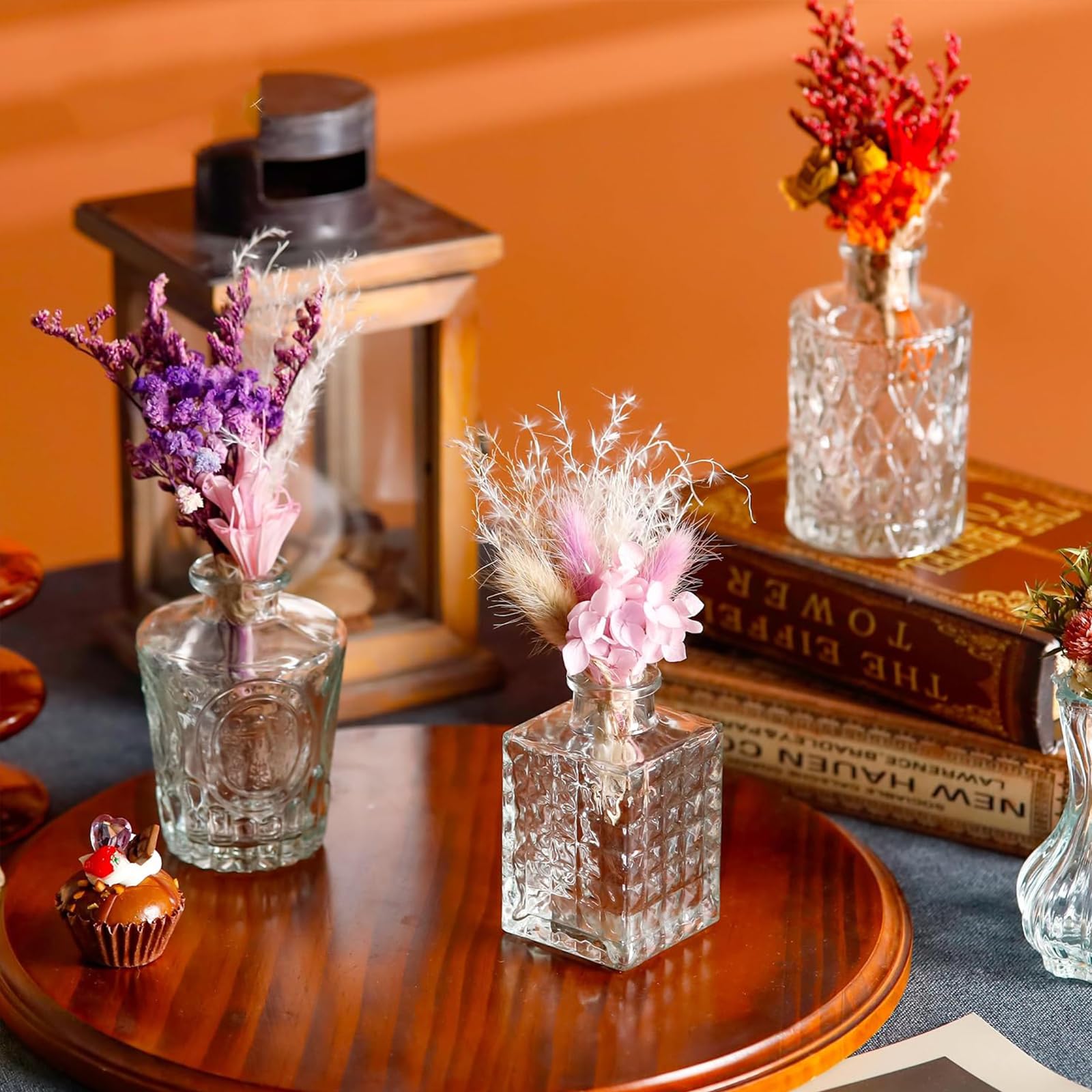 30pcs Vasen Set Kleine Vasen für Tischdeko, Vintage Kleine Glasvasen Set Hochzeitsdeko, Mini Blumenvasen Tischdekoration, 30 Muster Mini Vase Tischdeko für Party, Budvasen Geschenk