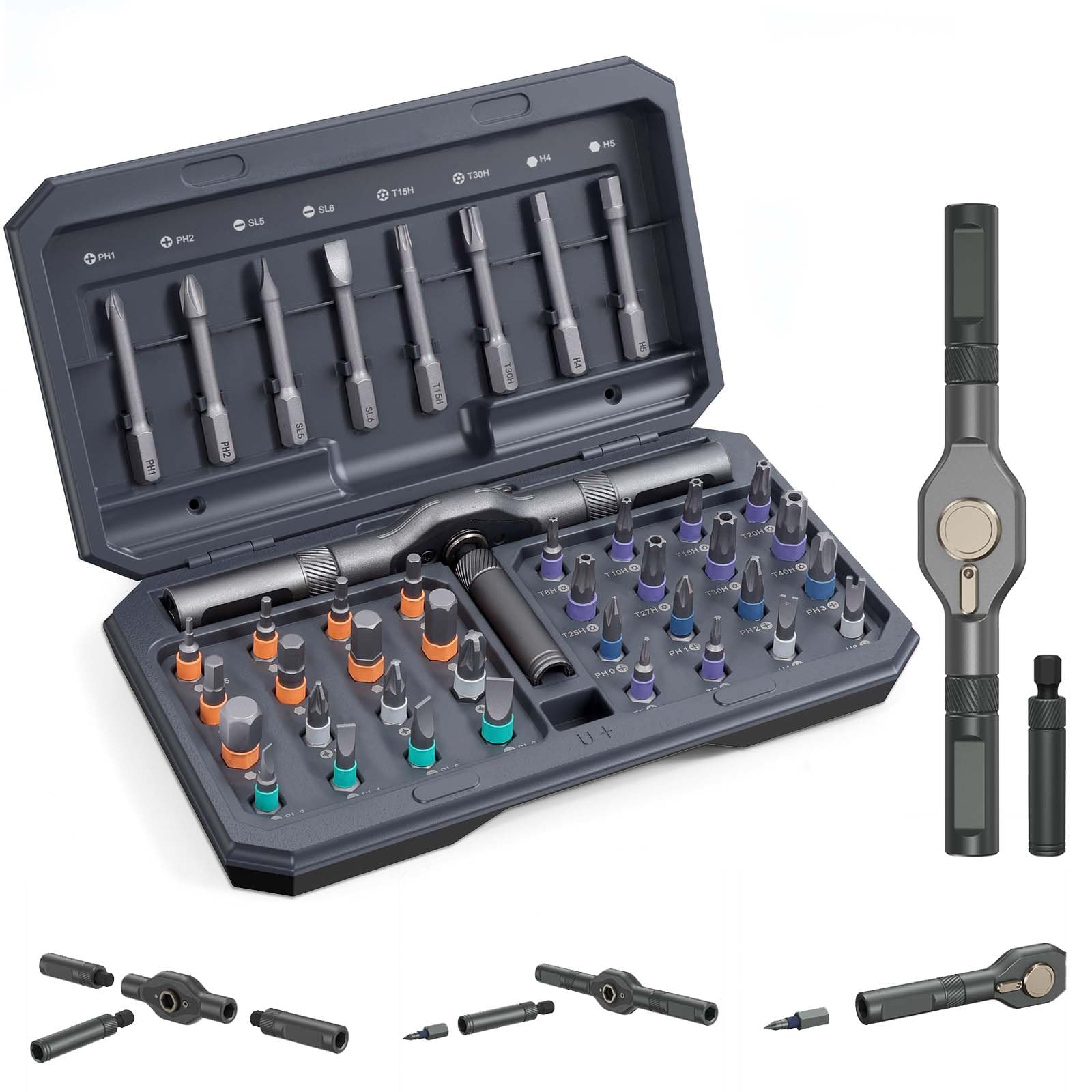 24-in-1 Magnetic Screwdriver Set S2 Steel AtuMan 24-in-1 Ratchet Screwdriver Set - Magnetic S2 Steel Bits With Case For Electronics & DIY Tool Set - View #4