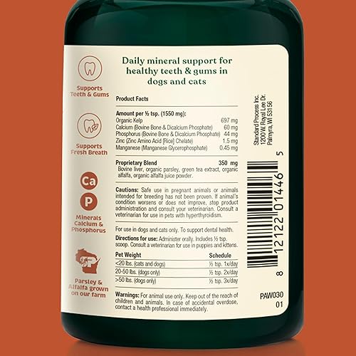 Miniatura 2 de Spirited Paw Dental para gatos y perros - Polvo de soporte dental para perros y gatos - Suplementos de salud dental para mascotas con calcio y apoyo