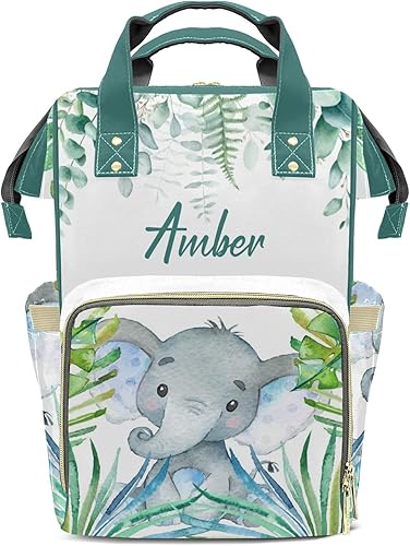 Bolsas de pañales con diseño de elefante y copo de nieve, mochila para mamás y niñas, personalizado 2, Personalizado
