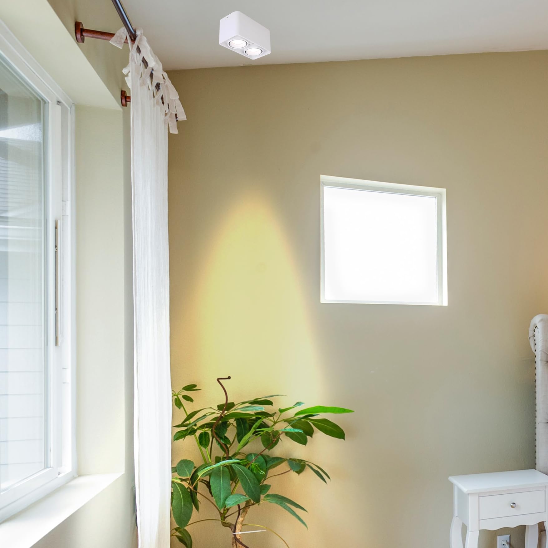 LED Deckenspot Aufbauspot Dimmbar, Aufputz Spots Deckenstrahler aus Aluminium Downlight, Weiß Aufbaustrahler Schwenkbar 230V 7W mit Fernsteuerung für Küche Wohnzimmer Schlafzimmer XDD894