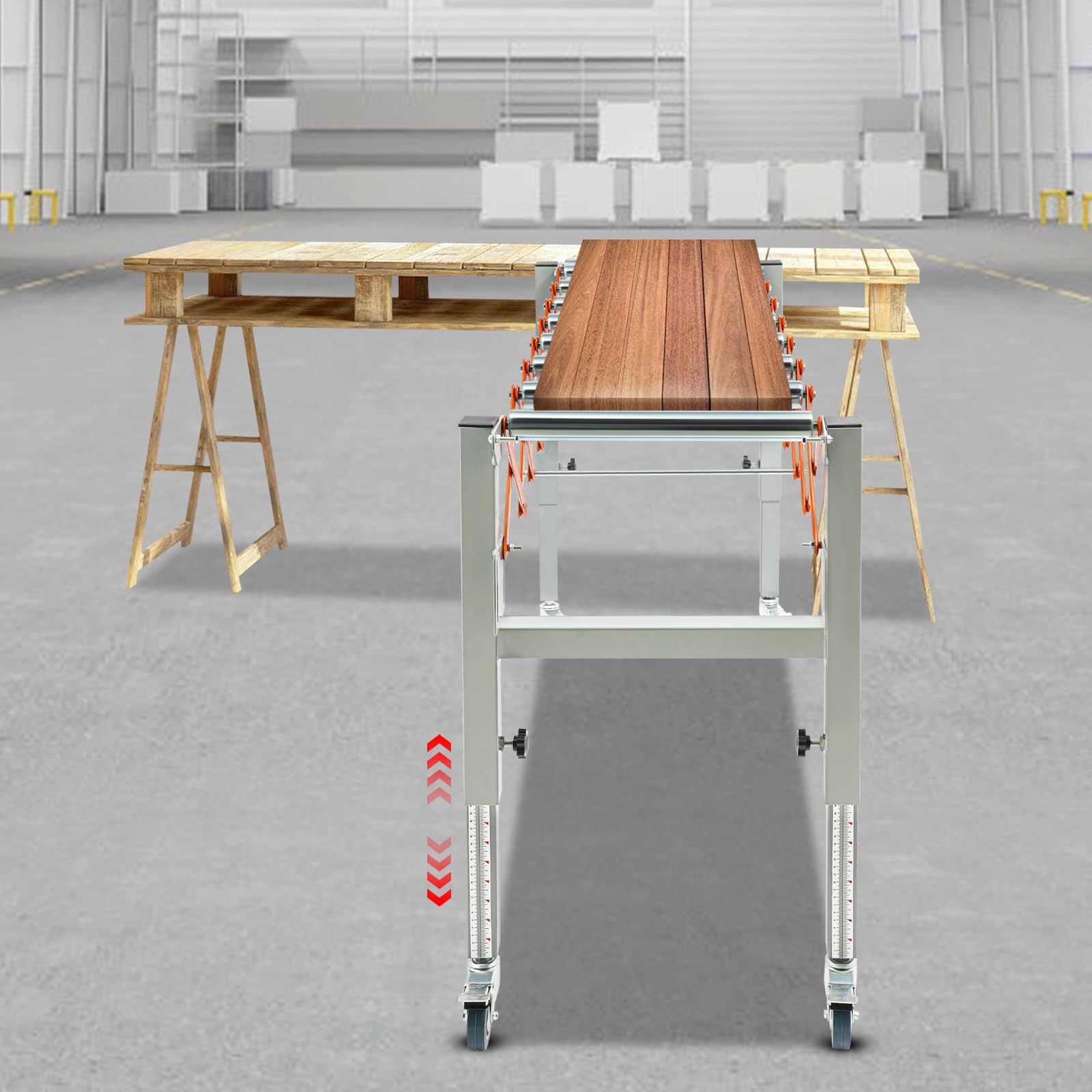 Cinta transportadora de mesa, estructura de mesa extensible con 4 ruedas universales, cinta transportadora ajustable para mesa de comedor extensible, mesa de comedor, mesa extensible, 130 x 44
