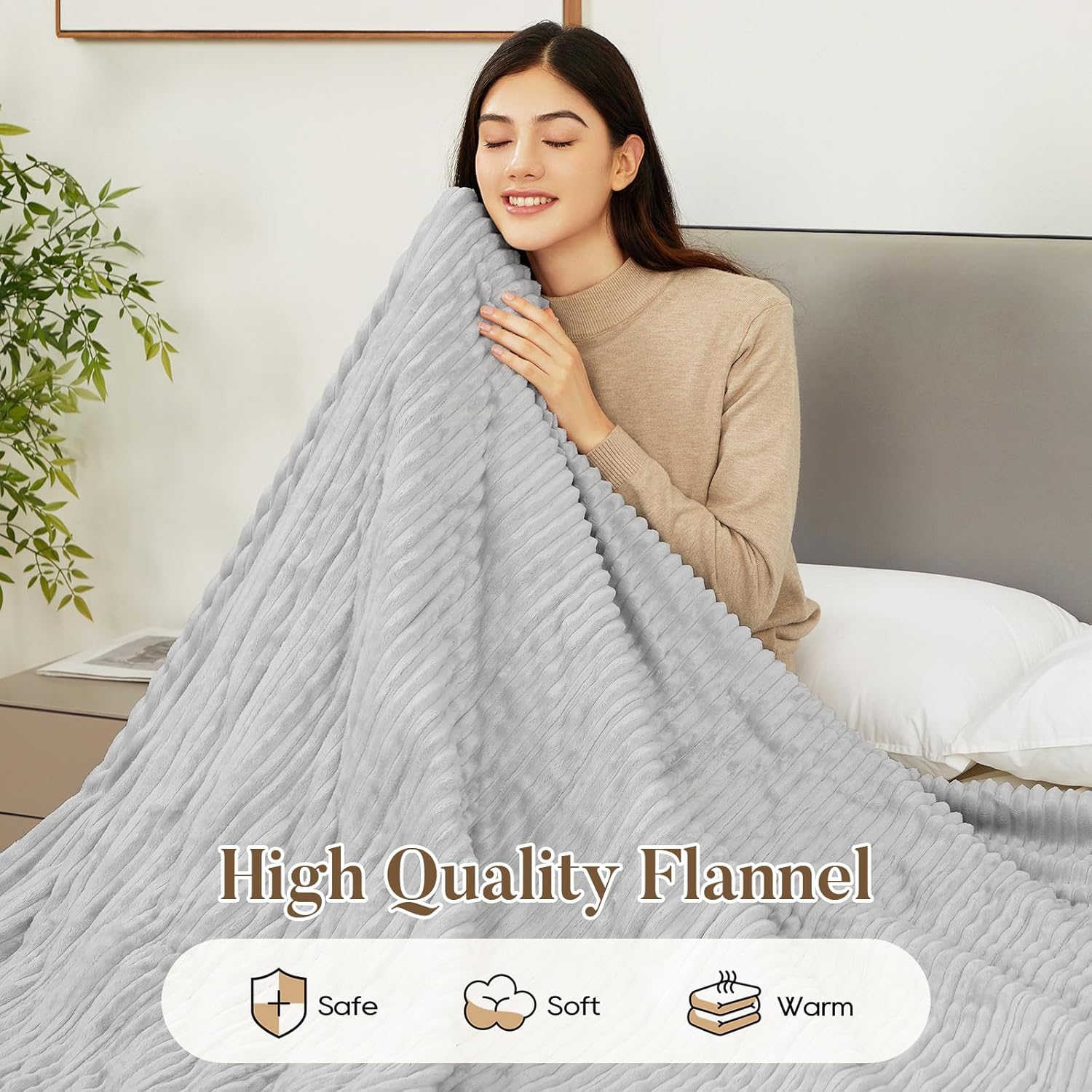 Electric Heated Blanket Queen Size, Fast Heating Soft Flannel Heated Blanket 84x90 inch with 8H Timer, 6 Heating Levels, Machine Washable, ETL & FCC Certified (Grey) - Image 2