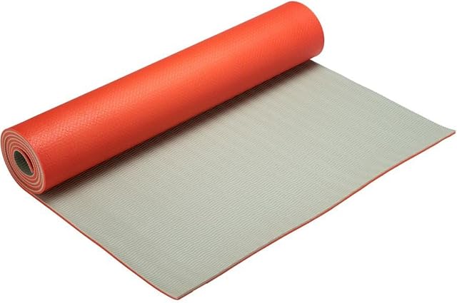 IBF IRON BODY FITNESS Two-Tone 6 mm Tapis de yoga extra épais avec sangle, surface antidérapante (68" x 24" x 1/4"), Tapis d'exercice parfait pour le yoga, Pilates, gymnastique, gym - Orange/gris (98504-0)