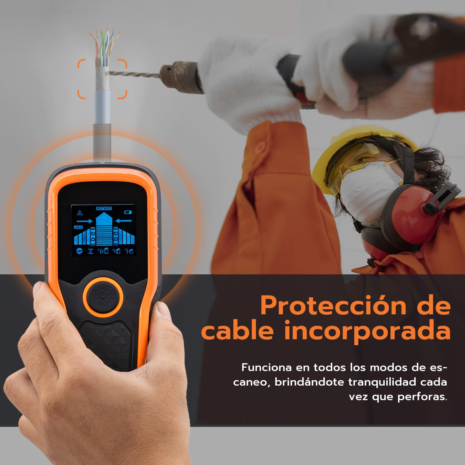 Mcbazel Detector de Pared 5 en 1, Detector de Pared Multifuncional con Pantalla LCD y Advertencia de Sonido, Escáner de Pared para Madera, Metal y Líneas Eléctricas