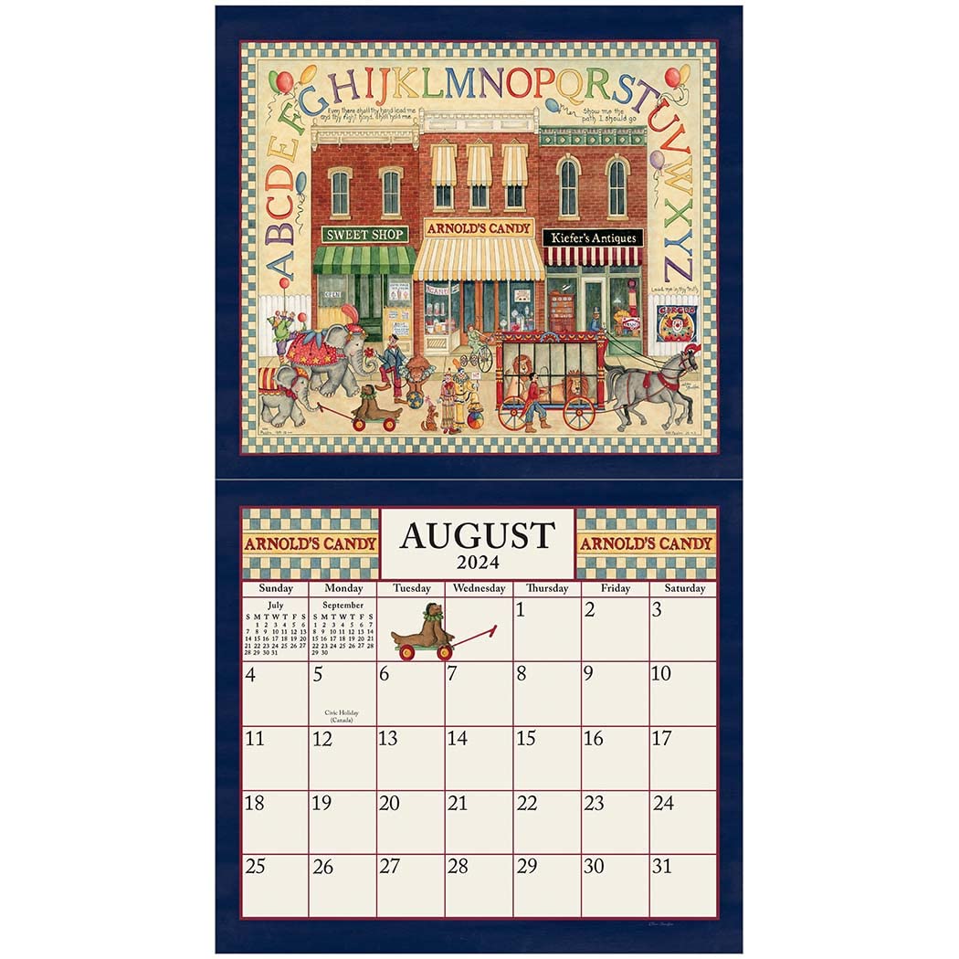 Sampler House Blue 13 x 12 Paper 2024 Hanging Wall Calendar