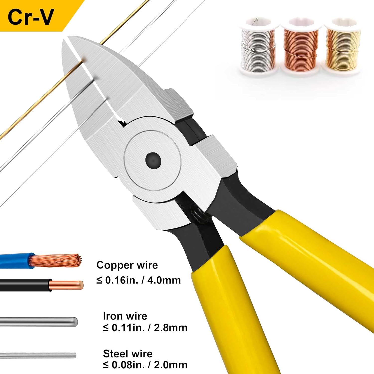 Hanpex Wire Cutters Set, Ultra Sharp Small Side Cutter Clippers with Spring Loaded, Flush Cutting Pliers, Diagonal Cutting Plier for Jewelry Making, Crafting, Electrical, 6" and 7" - 2 Pack