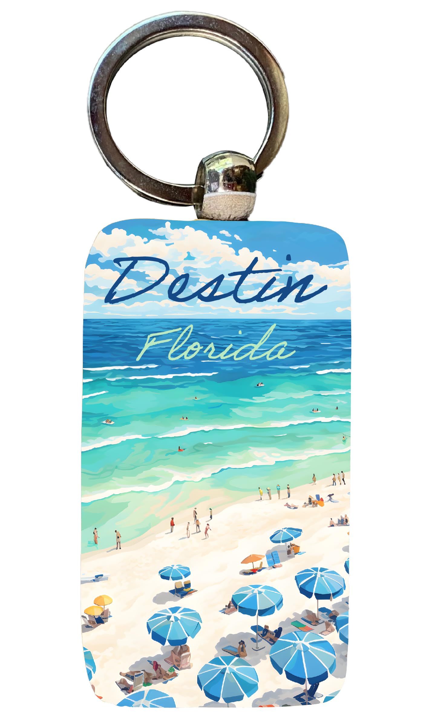 R and R Imports Destin Florida Ocean Days Design Parent row Souvenir 2.5x1-Inch Souvenir Wooden Keychain