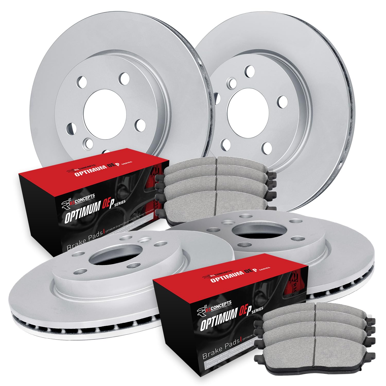R1 Concepts Front Brakes And Rotors Kit |Front Brake Pads| Brake Rotors And Pads| Optimum OEp Brake Pads And Rotors|fits 2001-2005 Audi A6 Quattro Allroad