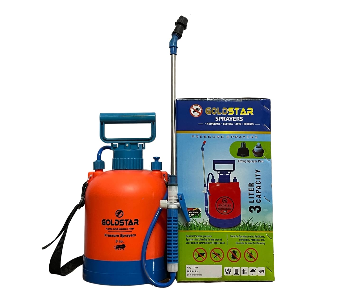 HEMKUND SPRAYERS GOLDSTAR Manual Pump Pressure Sprayer for Garden and Farm with 3ltr Capacty