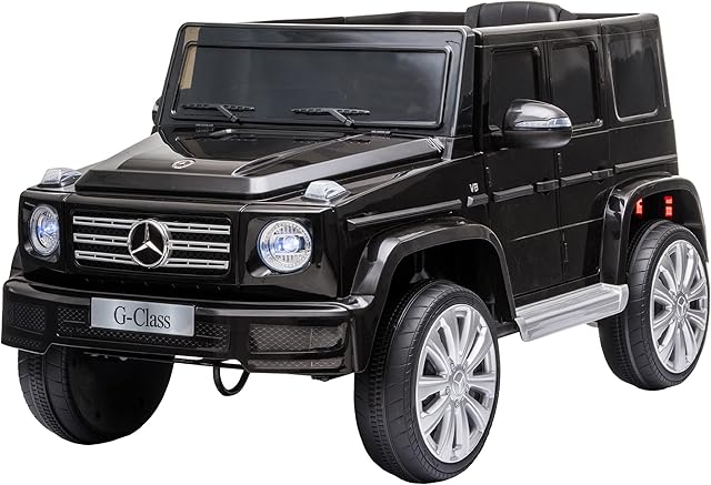 HOMCOM Compatible 12V Battery-powered 2 Motors Kids Electric Ride On Car Mercedes Benz G500 Toy with Parental Remote Control Music Lights MP3 Suspension Wheels for 3-8 Years Old Black