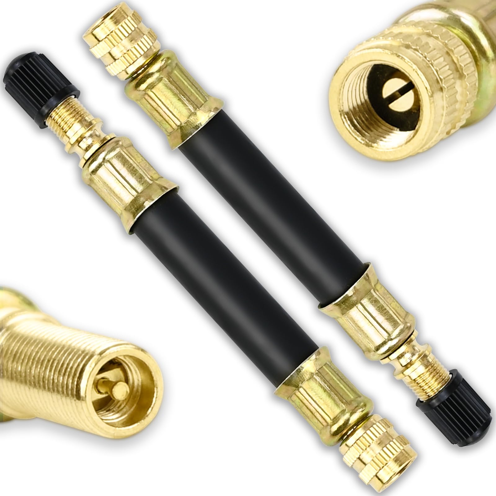 2 Stück Ventilverlängerung Autoventil, 102mm Flexible Gummi Autoventil Verlängerung Ventiladapter Reifenventil Verlängerung Adapter Reifenventilverlängerung für Auto Motorräder Fahrrad - 1