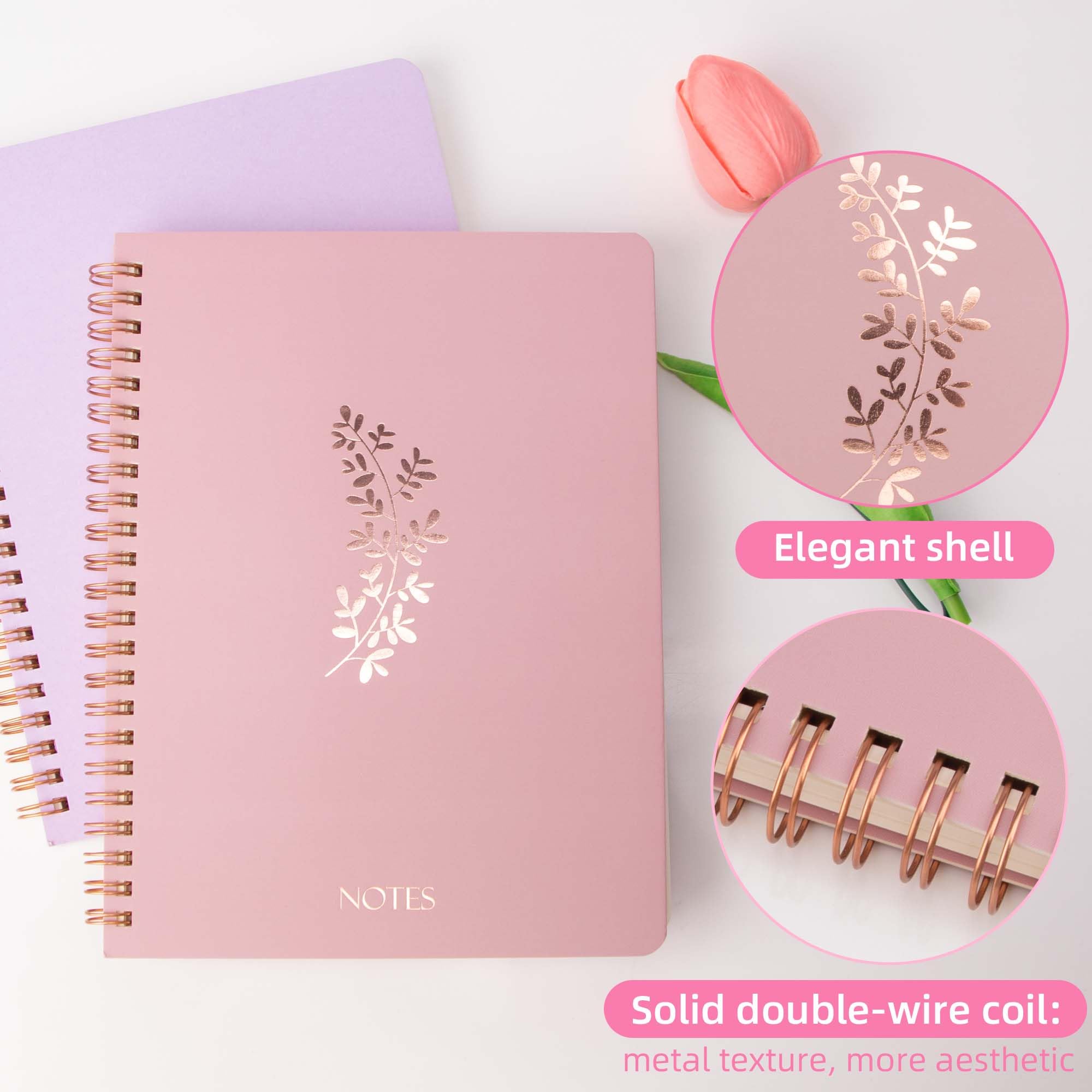 ZenBeya Cute Spiral Notebook A5, Aesthetic Spiral Journal for Women Girls with Pocket & Lined Pages - Image 4