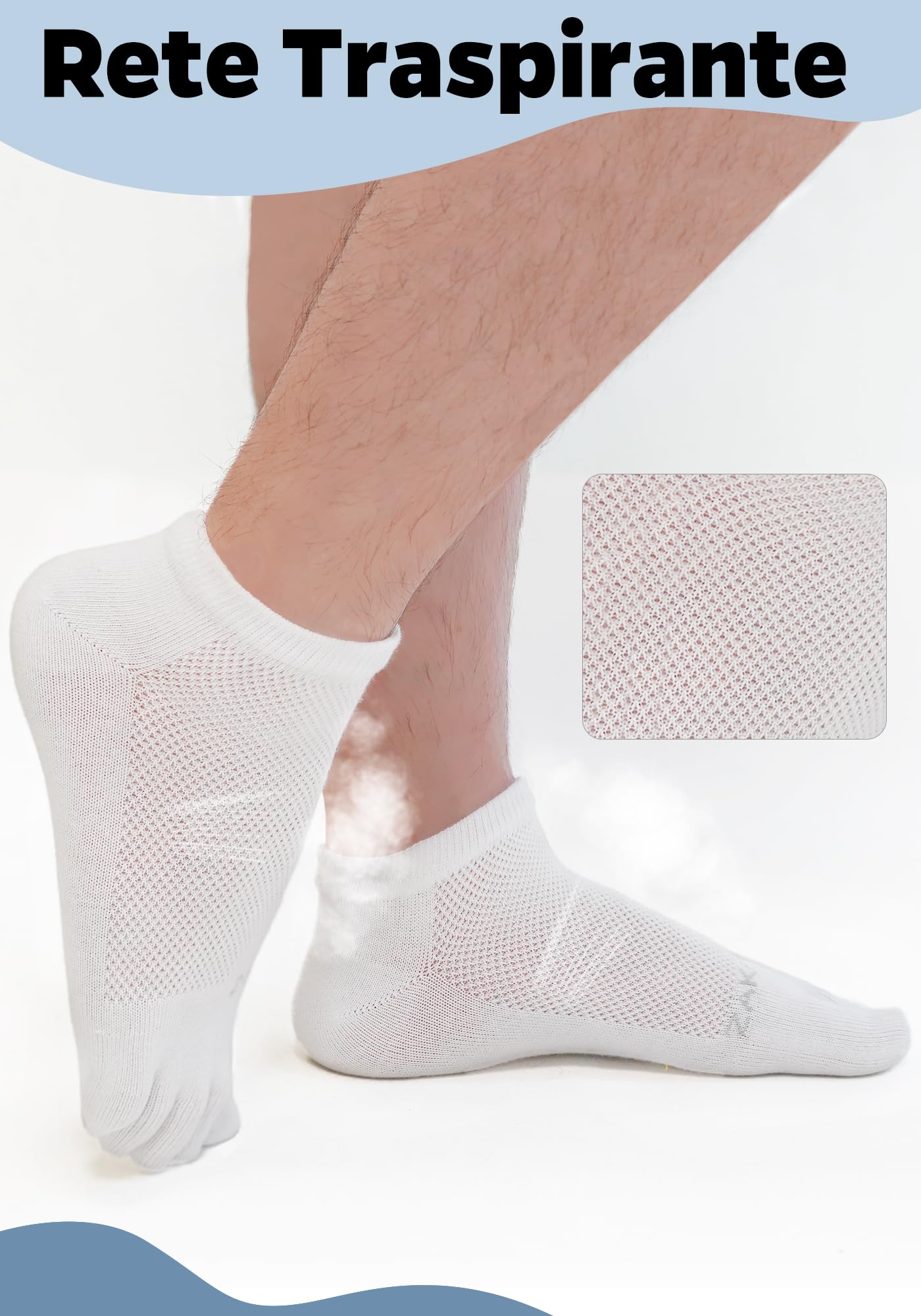 ZAKASA Calze Con Dita Uomo Sportivi: Cotone Calzini con Cinque Dita Calzino Corti 5 Dita Separate Traspiranti calzetti Five Finger per Running Fitness Sport 5 Paia