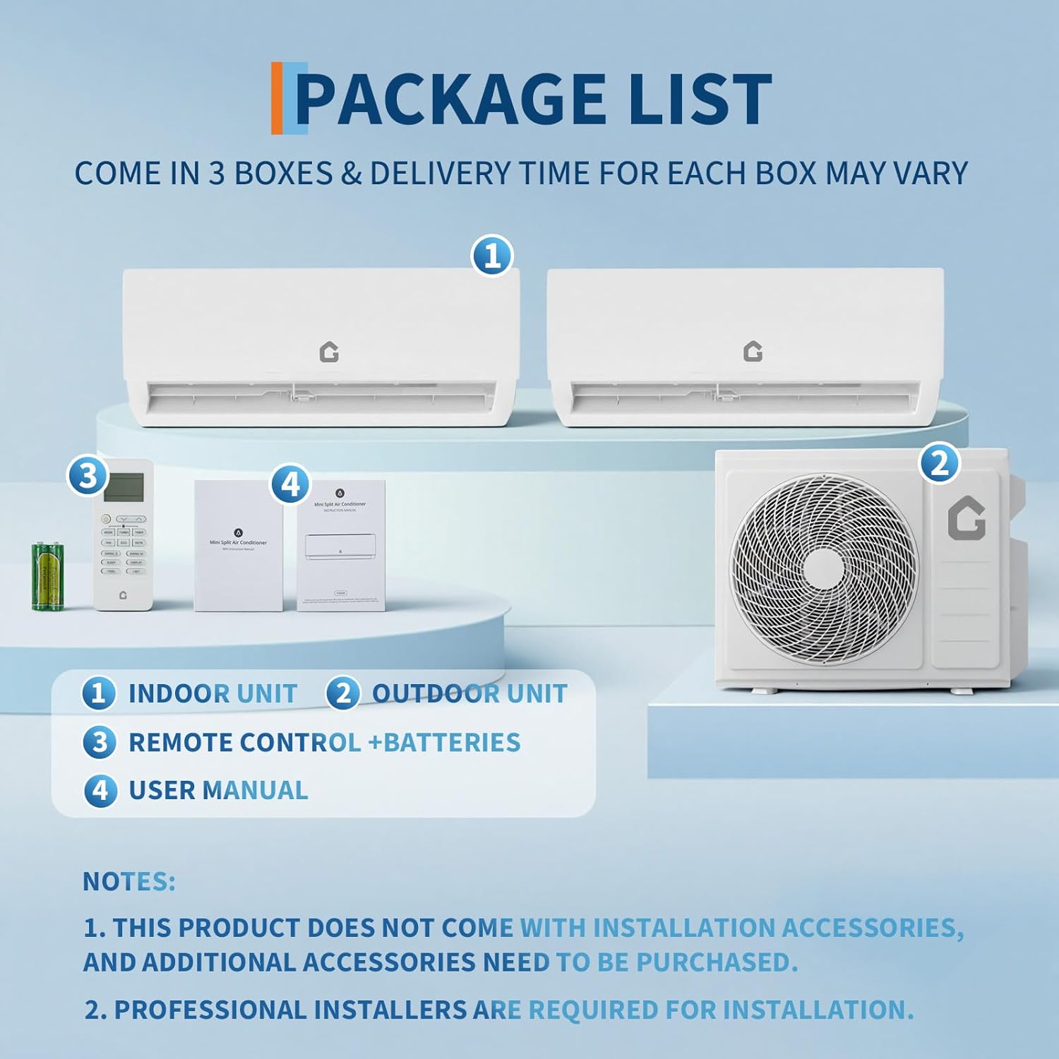 20000 BTU Two-Zone Mini Split Air Conditioner ，20 SEER2 208-230V WiFi wall mounted AC，Inverter w/ R454B Refrigerant | 9000+9000 BTU cooling/heating system for 750 Sq.Ft image 7 of 7 B0FLKGMGLM