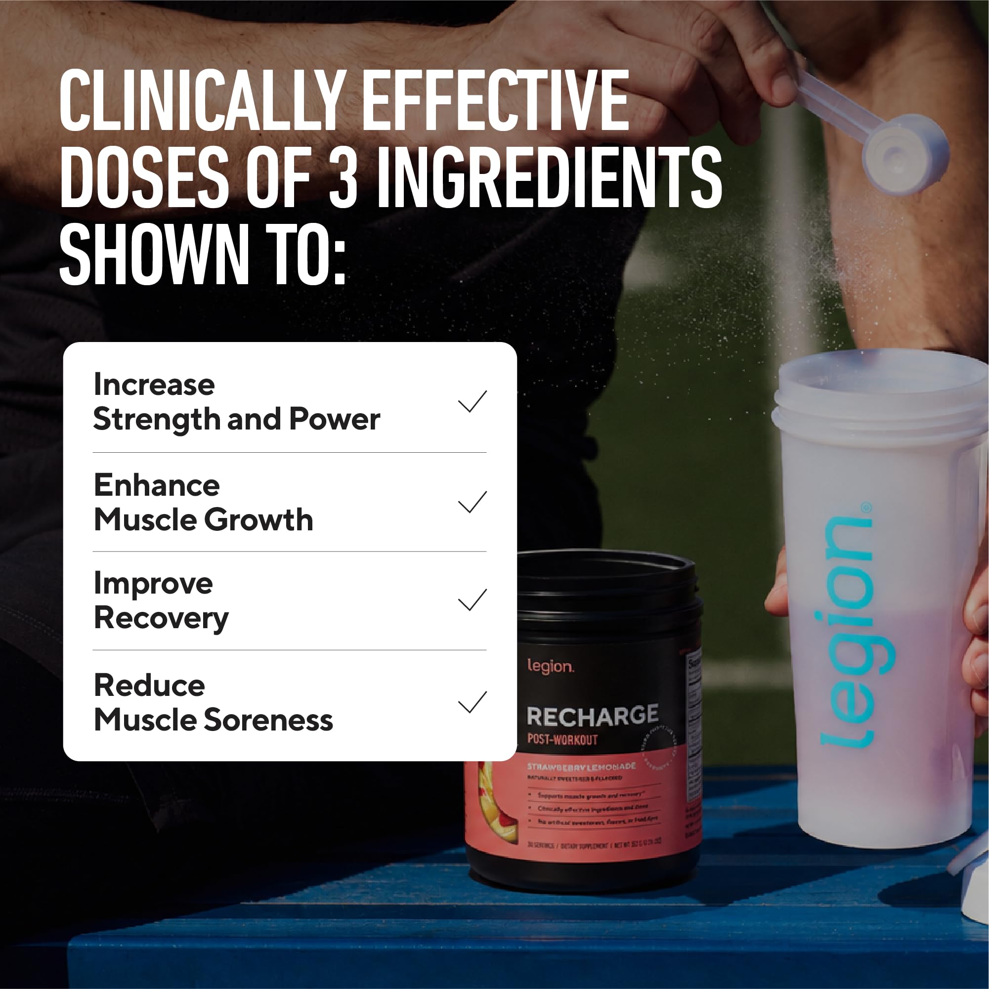 LEGION Recharge Creatine Post Workout Recovery Powder, Strawberry Lemonade — Amazon image 3