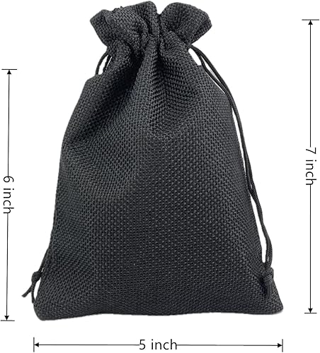 Miniatura 9 de Palmhomee Paquete de 25 bolsas de regalo de arpillera con cordón, bolsas de joyería de lino, bolsas de yute de arpillera para joyas de cumpleaños y