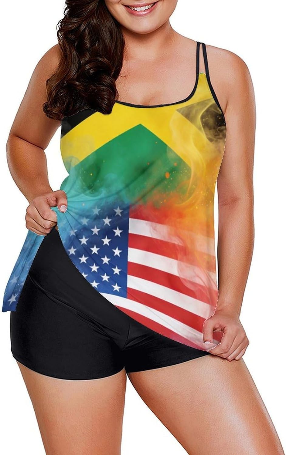 Tankini Swimsuits for Women, 2 Piece Athletic Bathing Suit with Tummy Control and Shorts