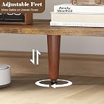 Turosur Wood TV Stand for 55 Inch TV, Mid Century Modern Entertainment Center with Adjustable Shelf, Sensor LED Light, 2 Cabinets, TV Media Console for Living Room Bedroom (Brown)