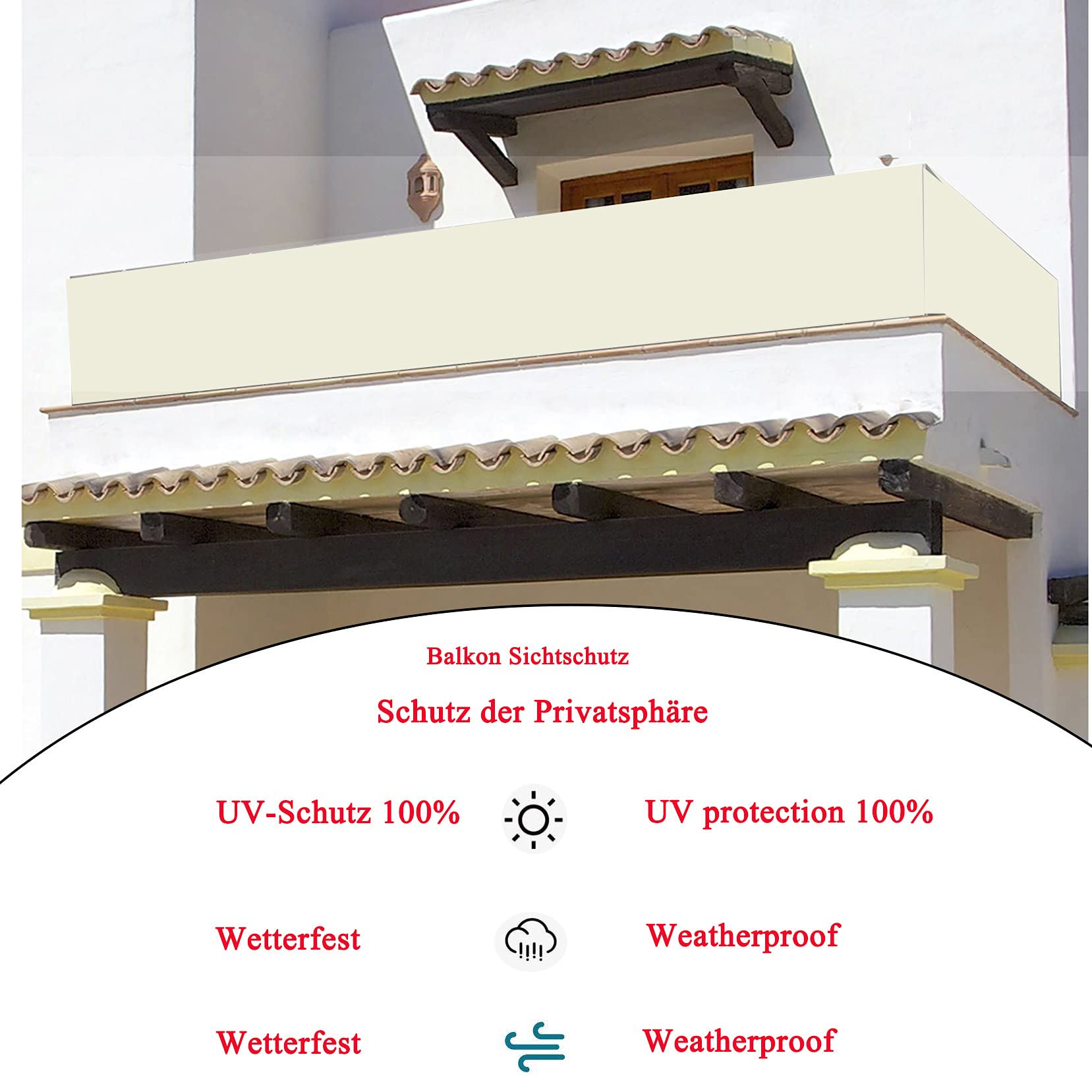 Balkonscherm balkondoek ondoorzichtige windscherm,zichtbreeknet voor tuinhek of balkon,Balcony Privacy Screen