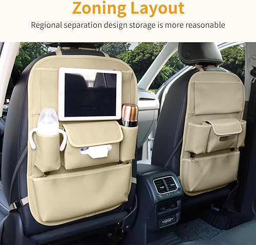 Miniatura 9 de Organizadores de asiento de coche impermeable con bolsillo de almacenamiento, alfombrillas de cuero grandes para niños, mascotas, automóviles, SUV,