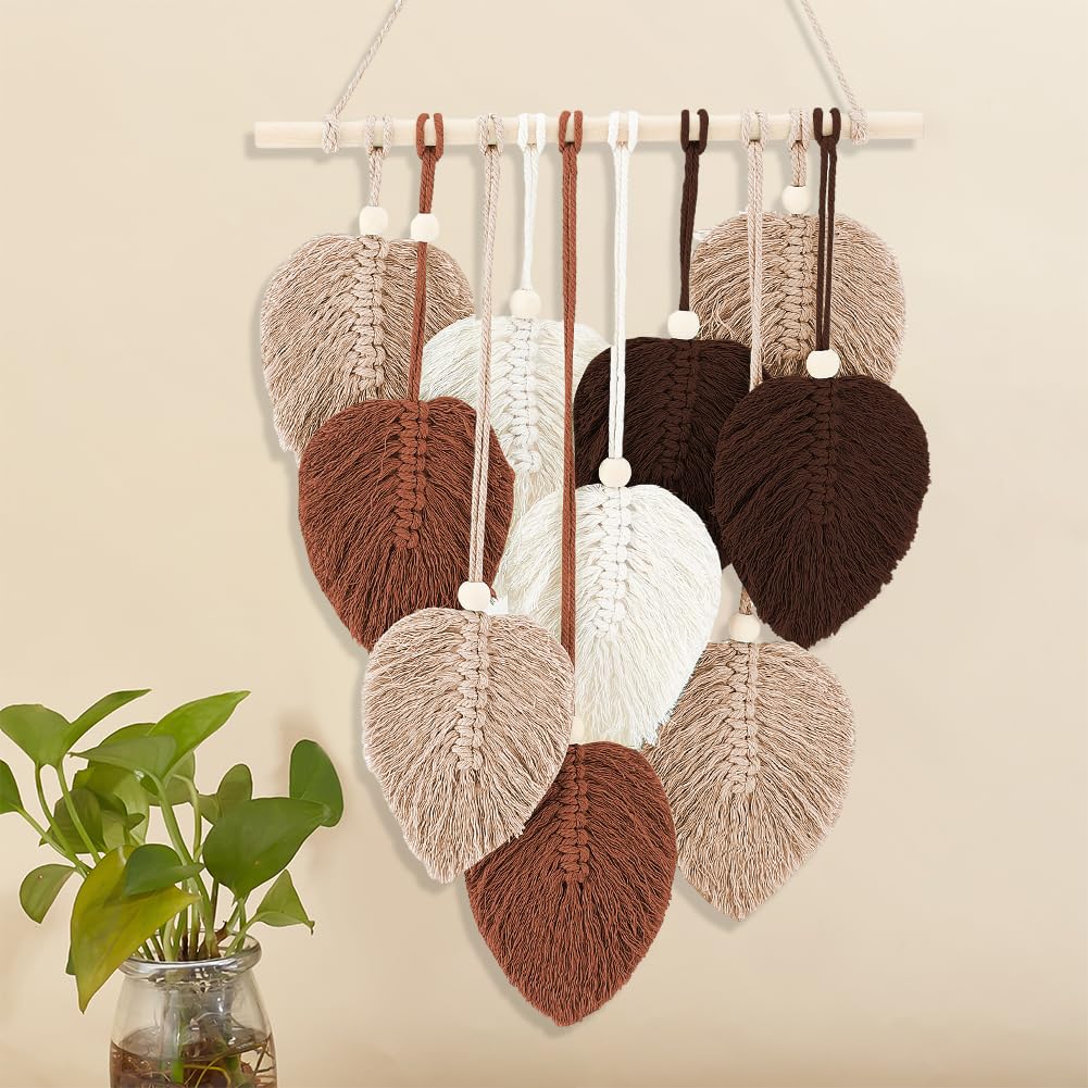 FREEBLOSS Set Macramé Feuille Kit Feuille Macramé Kit de Suspension Murale Macramé Feuille Kits de Macramé pour Débutants Tapisserie de Feuilles de Macramé Boho Macramé Tapisserie