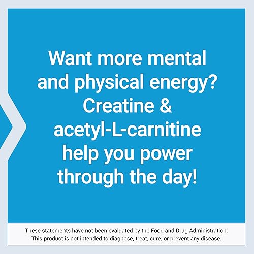 Miniatura 5 de Life Extension Creatina acetil-L-carnitina Energy Plus, suplemento de apoyo energético, monohidrato de creatina, acetil-L-carnitina, sin gluten, sin